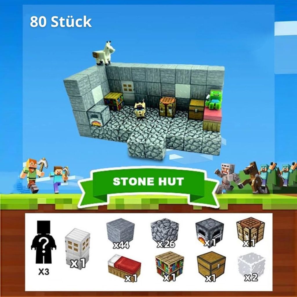 Magnetische Bausteine für Kinder – Set: Stone Hut (80 pcs) – STEM Lernspielzeug aus ABS, Montessori Baukasten, Kreatives Magnetspiel