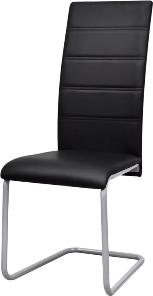 Chaise cantilever 4 pièces noir similicuir facile à nettoyer et durable