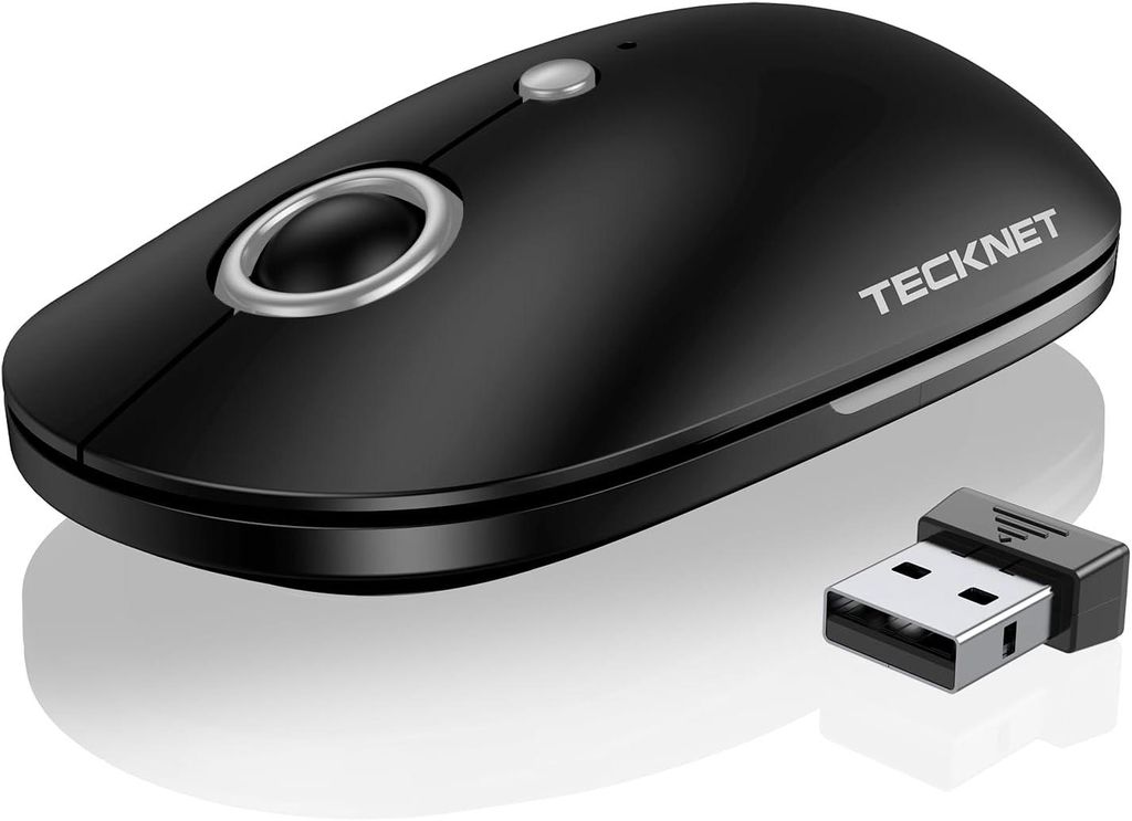 Tecknet Wireless Maus 2,4 g, 4800 DPI USB -Empfänger, ruhige 5 einstellbare Level, 18 Monate Akkulaufzeit, linke Rechts -Hand -Benutzer, kompatibel