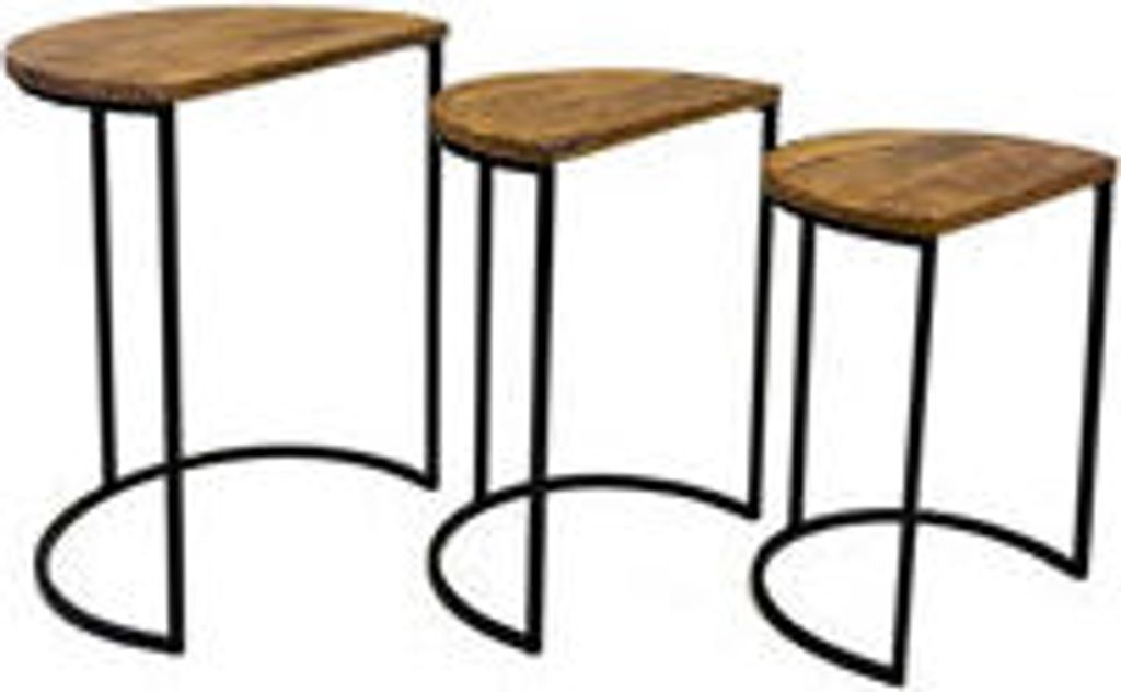 NOOR Living Tisch Beistelltisch 3er Set aus Mangoholz Produktbild 