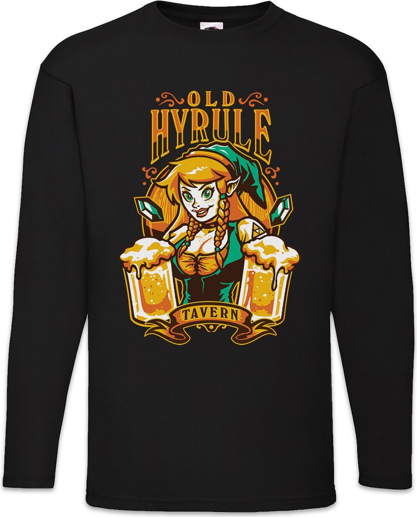 Urban Backwoods Old Hyrule Tavern I, Langarm T-Shirt, Farbe: Schwarz, Größe: S