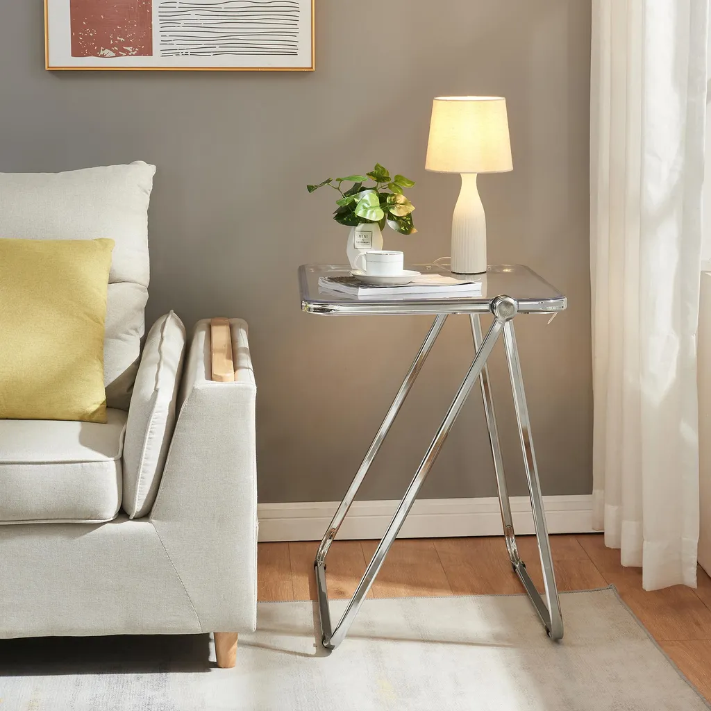 Petite table de bureau pliable et transparente pour ordinateur portable