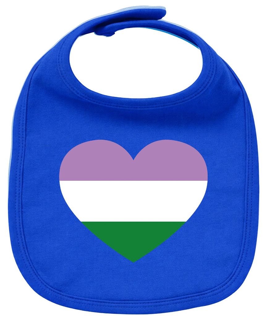 Huuraa Baby Lätzchen Genderqueer Pride Flagge LGBTQ Herz Royal Blue Klettverschluss Baumwolle Latz Geschenkidee