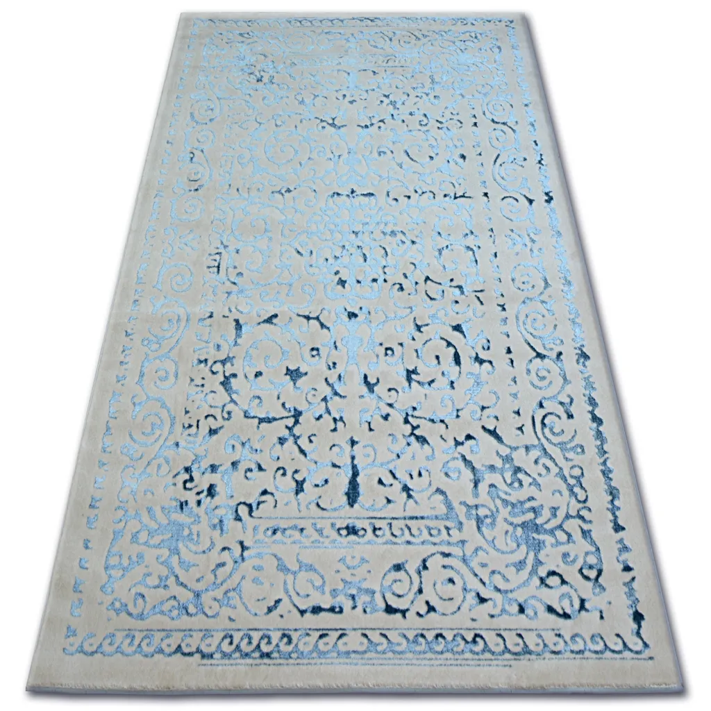 Tapis acrylique Manyas 0916 gris et bleu 80x150 cm pour salon moderne