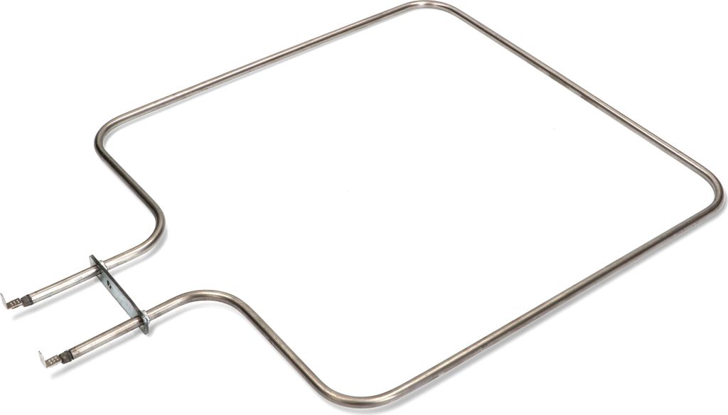 A square-shaped heating element for an oven, made of metal, shown against a white background.