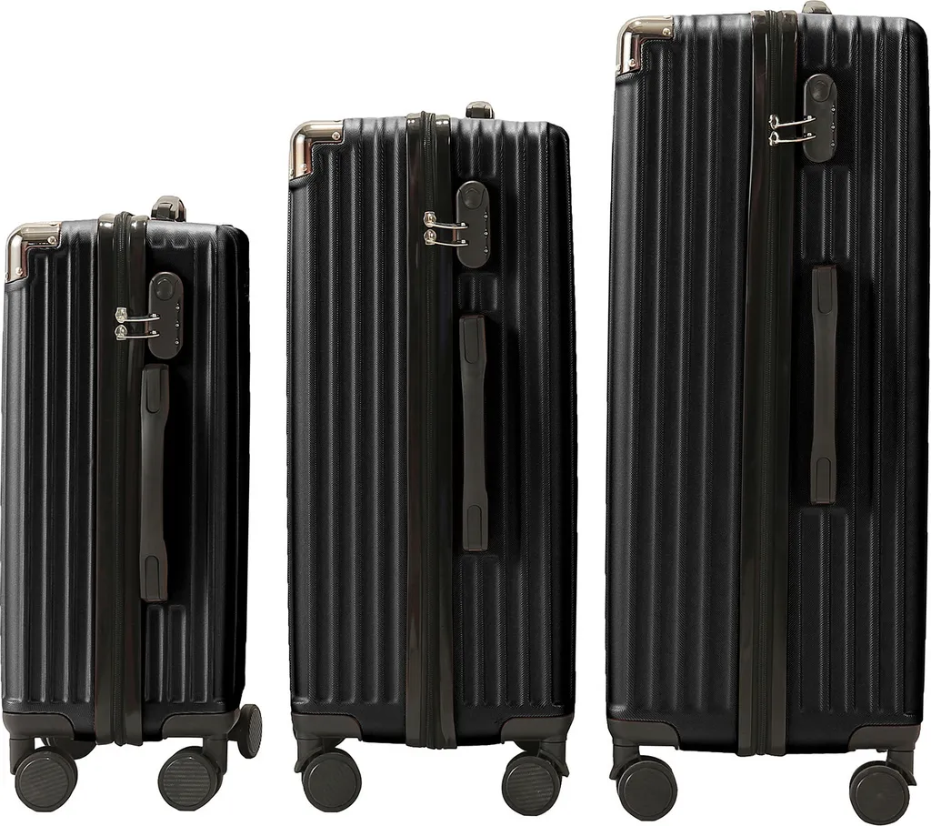 Valises à Roulettes Noir Mat avec Trolley Ajustable - Pack de 3 Formats - 7