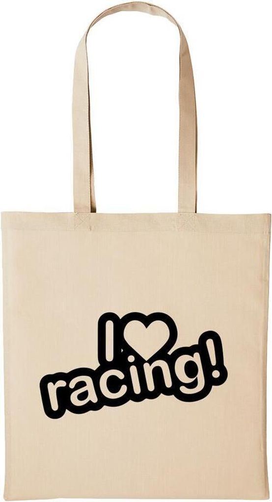 Huuraa Baumwollbeutel I Love Racing! Geschenk Einkaufstasche Natural 10 Liter Baumwolle I Love Racing! Accessoire