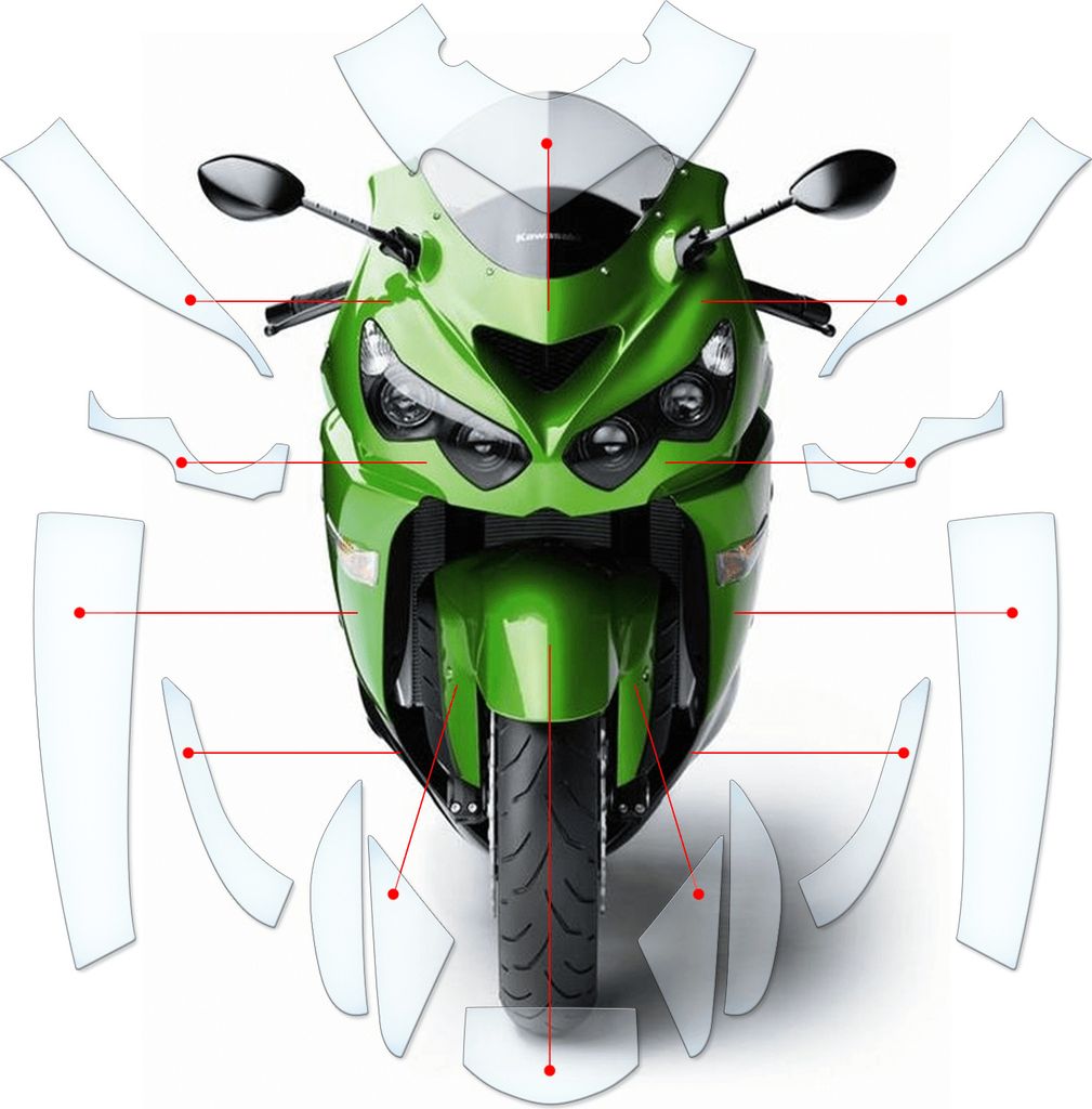 Lackschutzfolie Steinschlagschutz passend für Kawasaki ZZR1400 / ZX14R 2012-2019
