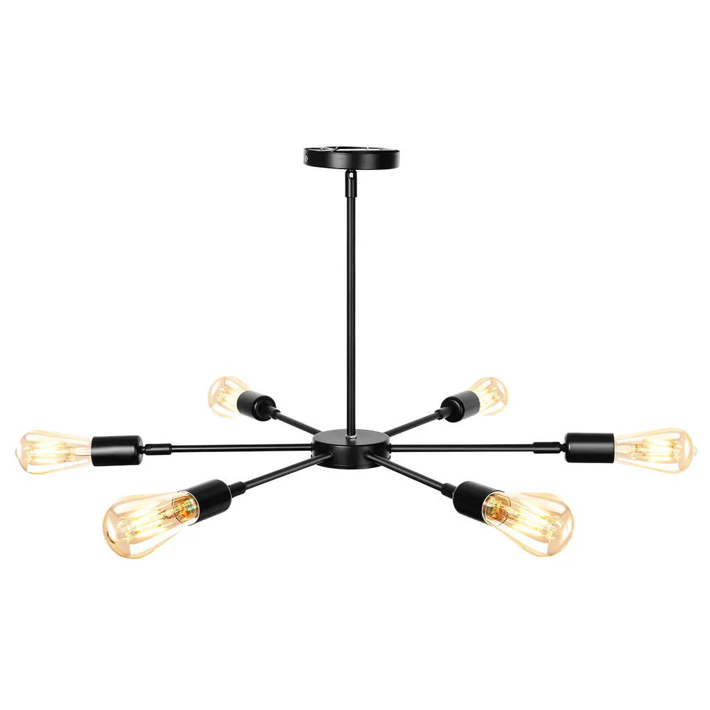 Plafoniera Vintage 6 Luci E27 - Lampadario Industriale Soggiorno Nero