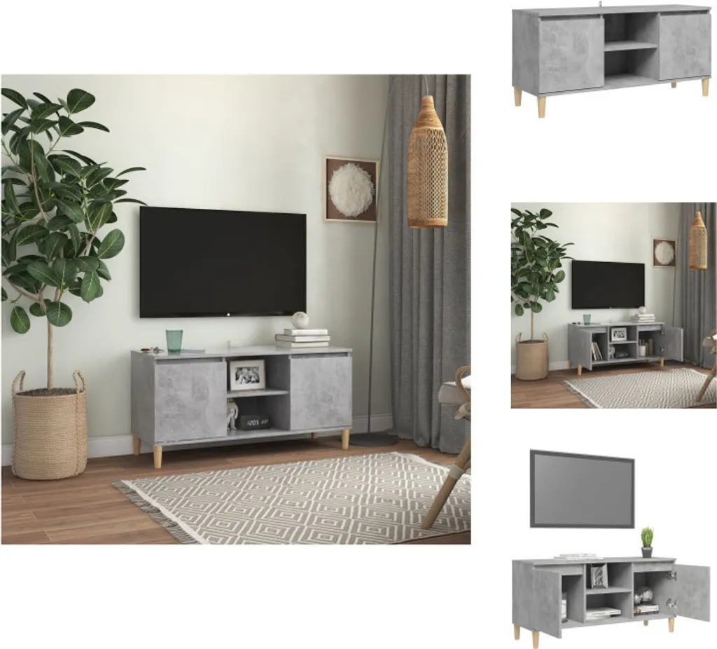 Porta TV Moderno vidaXL Grigio Cemento e Legno Massiccio - Offerta Online