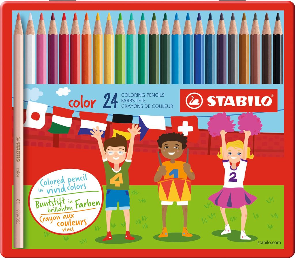 Buntstift - STABILO color - 24er Metalletui - mit 24 verschiedenen Farben