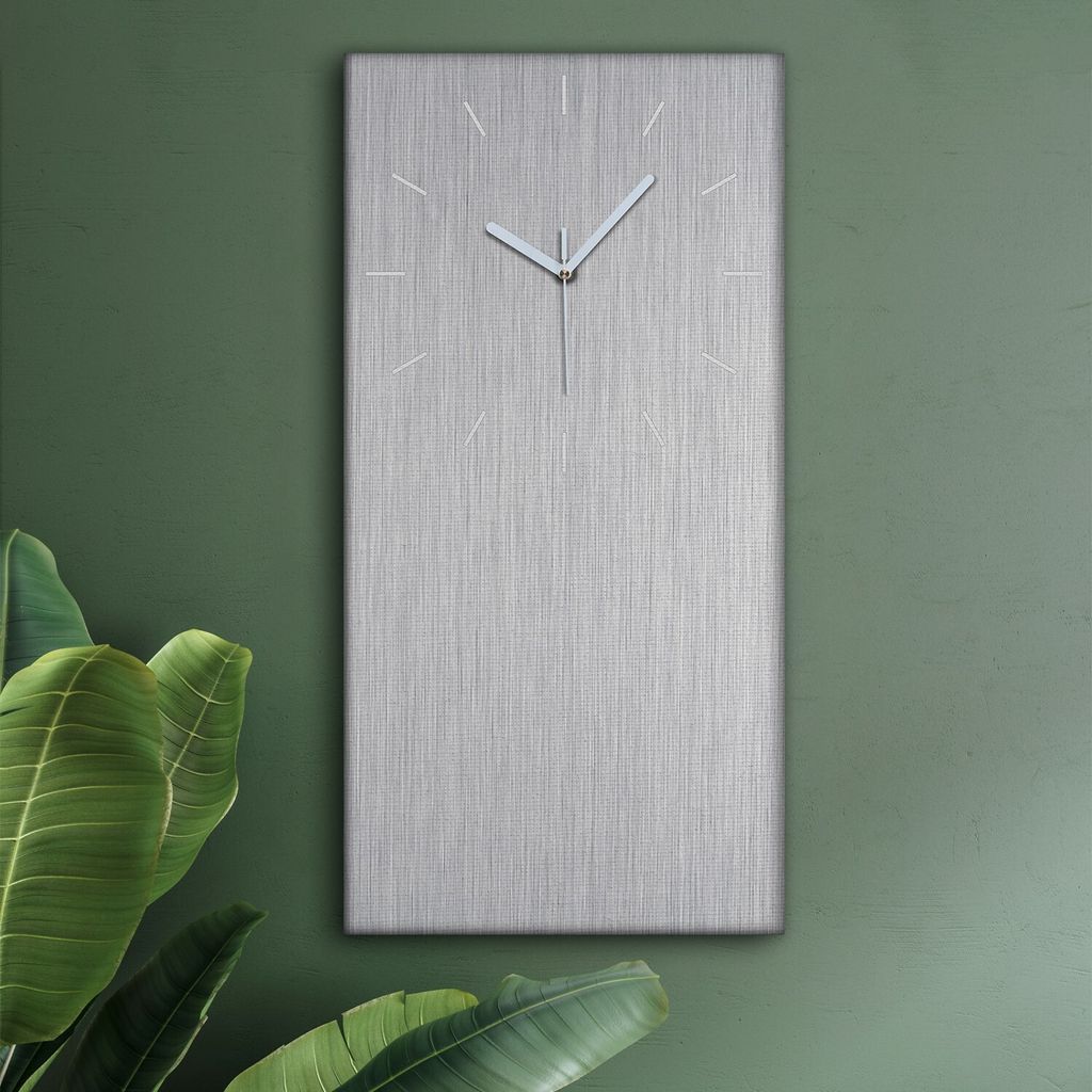 Wohnzimmer Leinwand Uhr Geräuschlos Küche 30x60 Metall, Stahl, Motive, Texture, weiße Zeiger