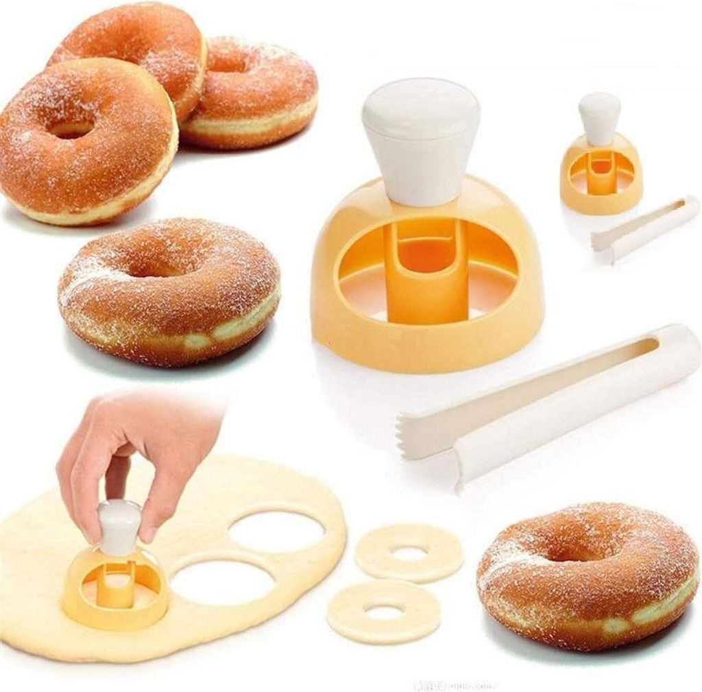 3-Zoll-Donut-Ausstechset mit Dip-Zange, antihaftbeschichteter Kunststoff zum Backen leckerer Donuts zu Hause.