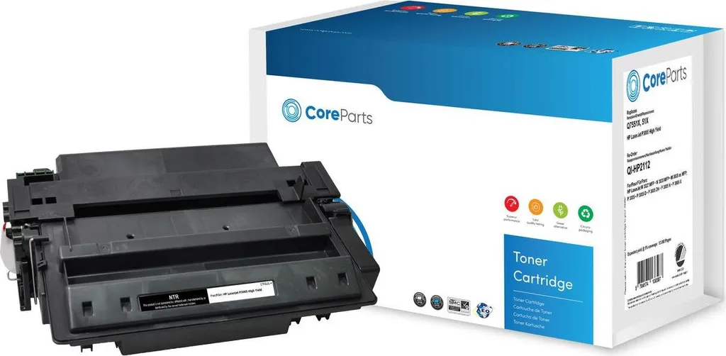 Cartouche toner noir QI-HP2112 CoreParts pour vos travaux quotidiens