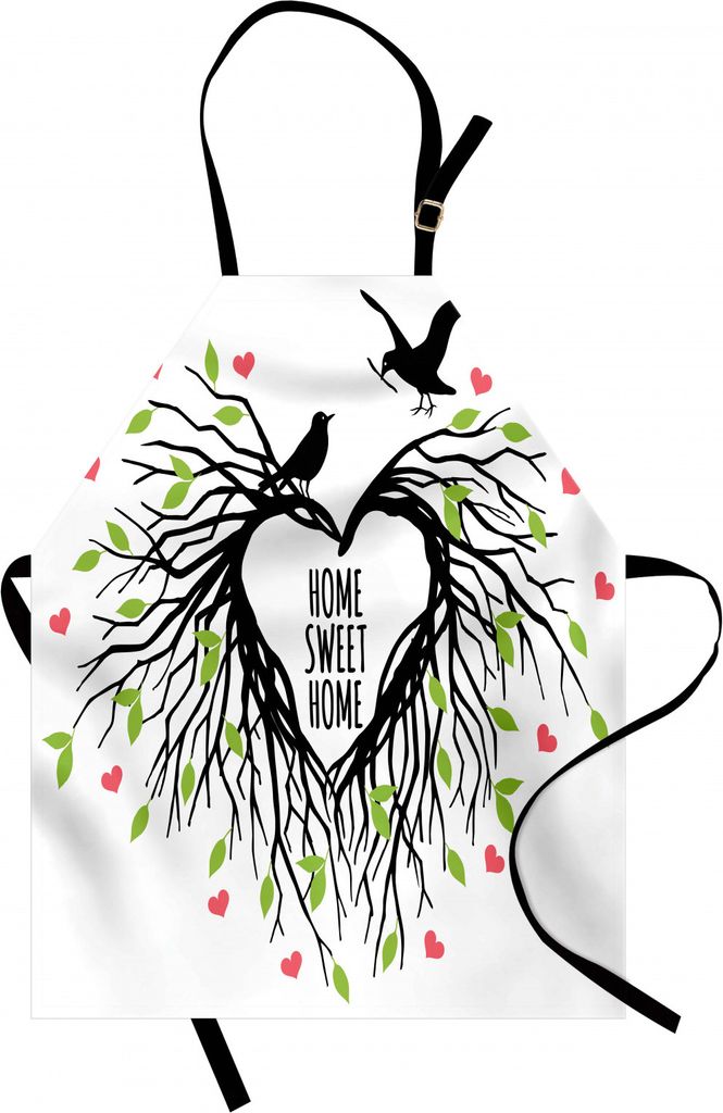 ABAKUHAUS Baum des Lebens Kochschürze, Heart Shaped Vogelnest Sweet Home Zitat Hoffnung Familie Partner in der Natur, Farbfest Höhenverstellbar W...
