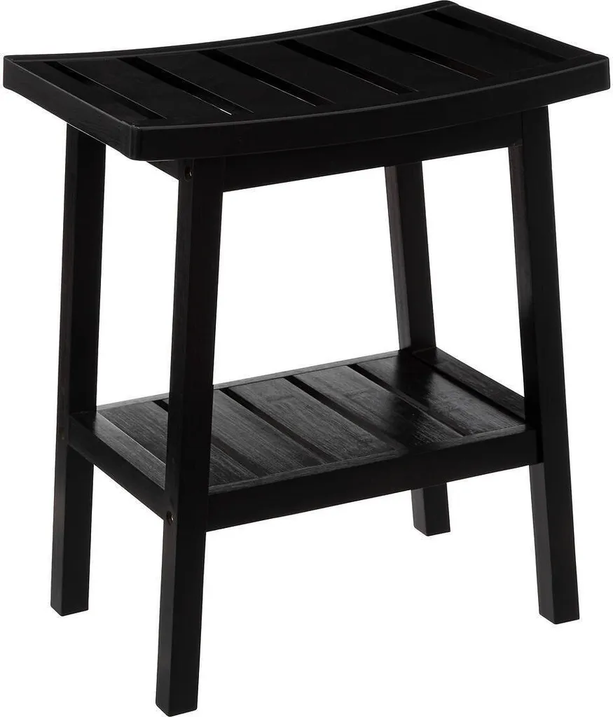 Petit Meuble d'Appoint : Tabouret Noir Scandinave avec Tablette Support