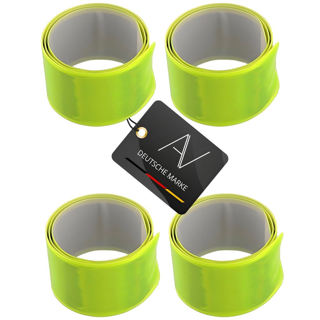 AVANA Reflektierendes Schnapparmband Reflektor Armband Joggen Radfahren Kinder Hosenschutz Klatscharmband 4er-Set