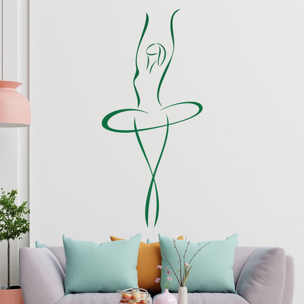 Balletttänzerin - Linien Wandtattoo in 6 Größen - Wandaufkleber Wall Sticker - Dekoration, Küche, Wohnzimmer, Schlafzimmer, Badezimmer