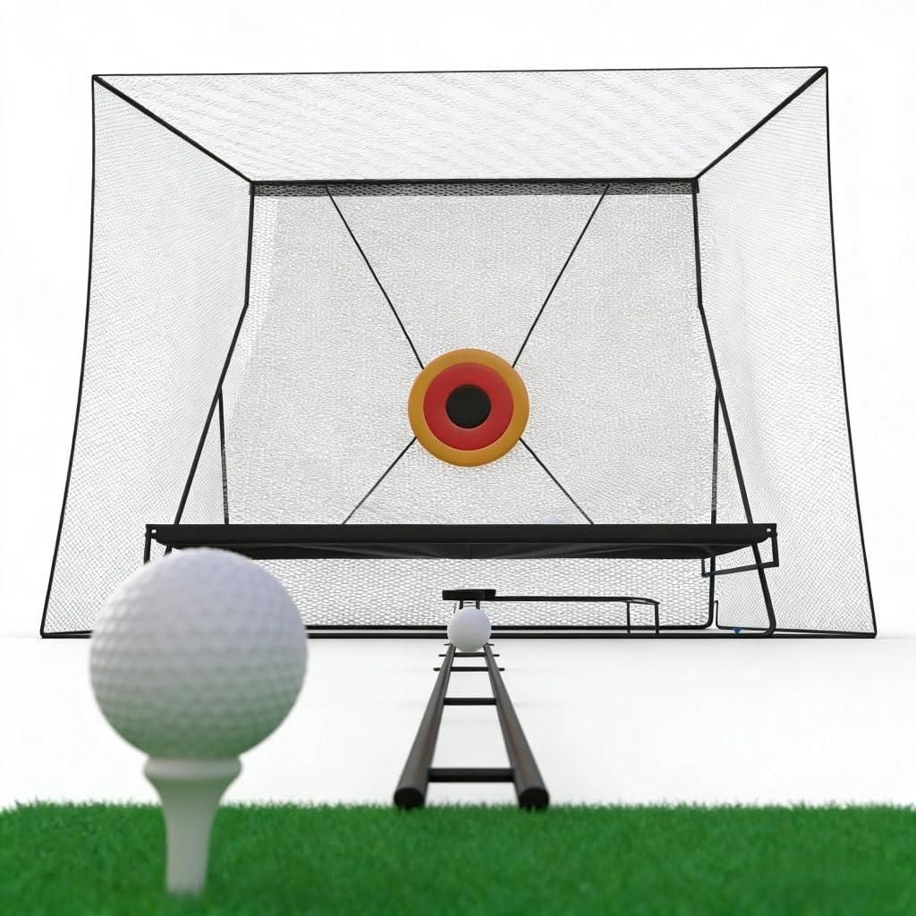 Golf Übungsnetz Trainingsnetz für Indoor & Outdoor mit Metallrahmen & Tragetasche Abschlag-, Chipping- & Putt-Training, Ballrückholfunktion 3x2,...