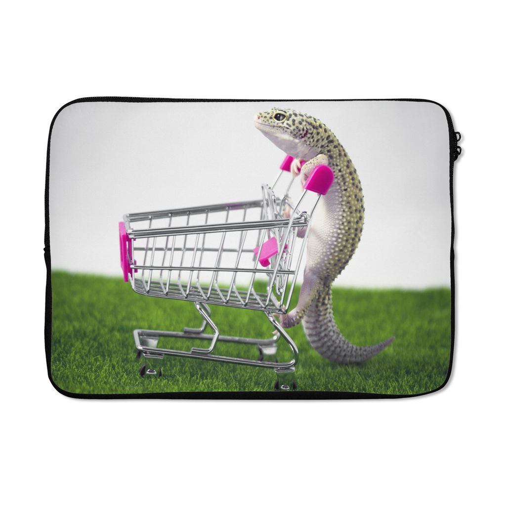 MuchoWow Laptop Hülle 13 Zoll Einkaufen Gecko Laptoptasche - Laptophülle - Sleeve - Rundumschutz