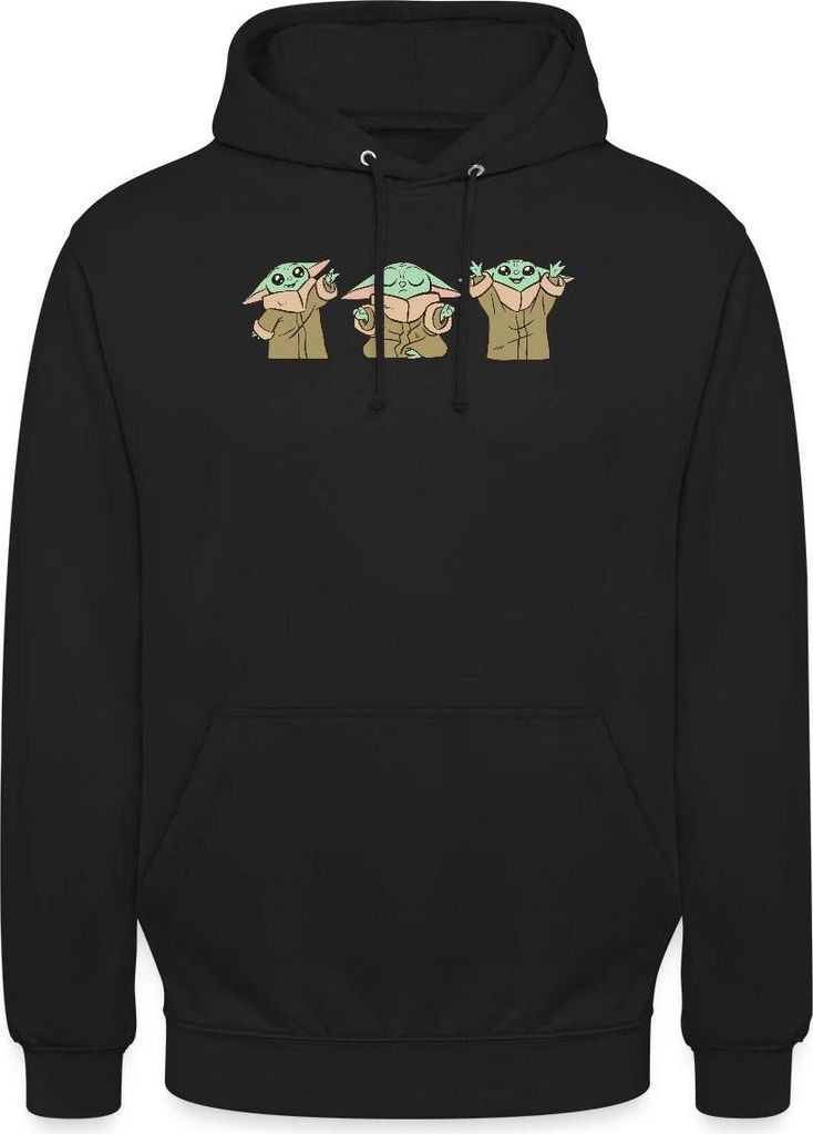 Star Wars: Mandalorian Baby Yoda Posen Uni Hoodie, S, Schwarz