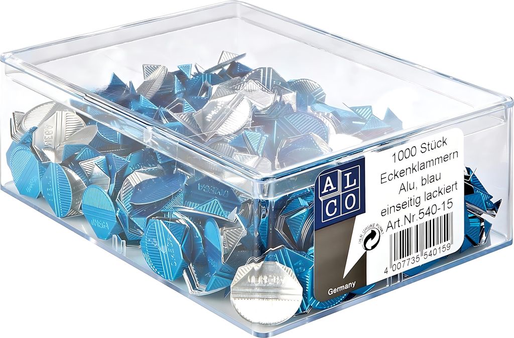 Alco Eckenklammer Aluminium einseitig lackiert blau 1000 Stück