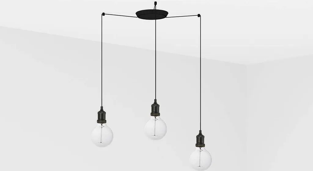 Luminaire suspendu ART noir 3 lumières - Structure en métal de qualité