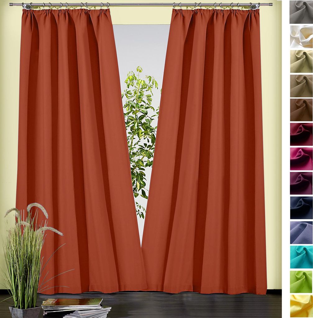 heimtexland Dekoschal Baumwolle Uni Gardine Kräuselband Schlaufen Vorhang Blickdicht Natur Typ625 Bandschal HxB 245x135 cm Terra