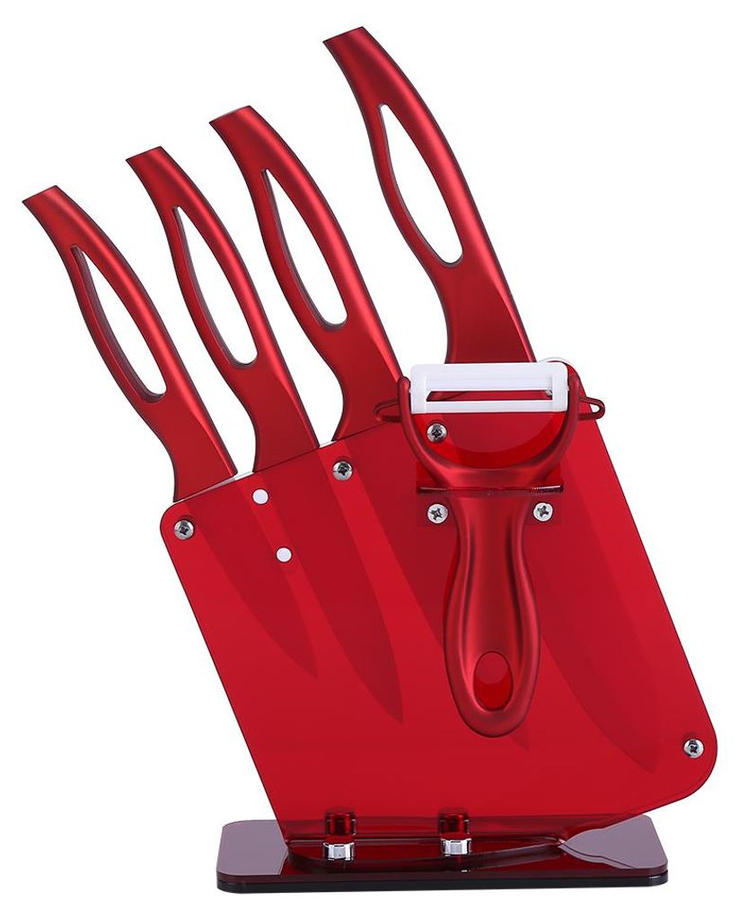 FINDKIN 3/4/5/6 Zoll Keramik-Küchenmesser-Set für Obst und Fleisch + Sparschäler + Halter