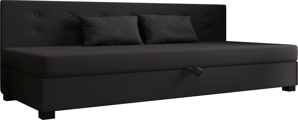 AURA SOFA Boxspringbett NEMO BIZ 90x195 Komplett-Set mit Bonell Matratze, Polsterbett mit Bettkästen - Dunkelgrau, SAWANA 05