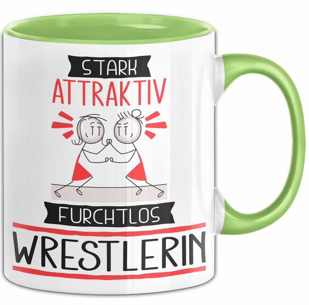 Wrestlerin Tasse Geschenk Becher Stark Attraktiv Furchtlos Wrestlerin Lustige Geschenkidee (Grün)