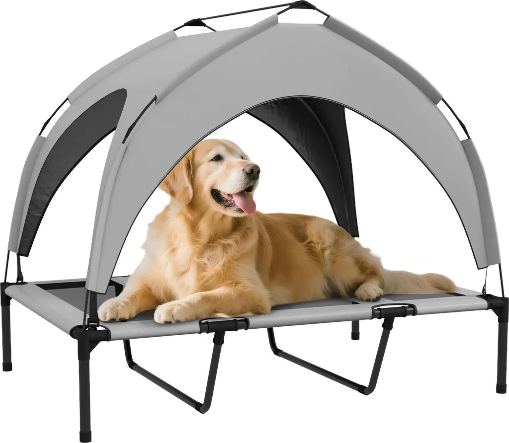 Couchage pour chien surélevé avec pare-soleil en textilène respirant