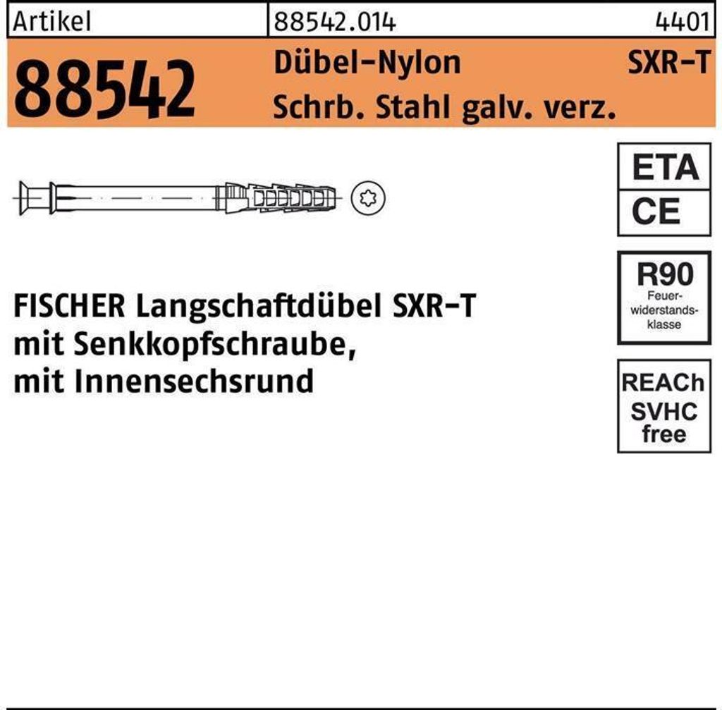 Fischer 046265, Nylon, Grau, Innensechskantschlüssel (Sechskant), T40, 12 cm, 1 cm