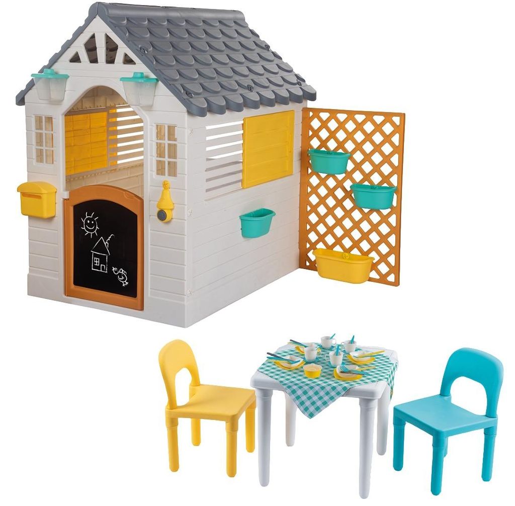 Dolu Garten Spielhaus in Weiß/Grau inkl. Tisch und 2 Produktbild 
