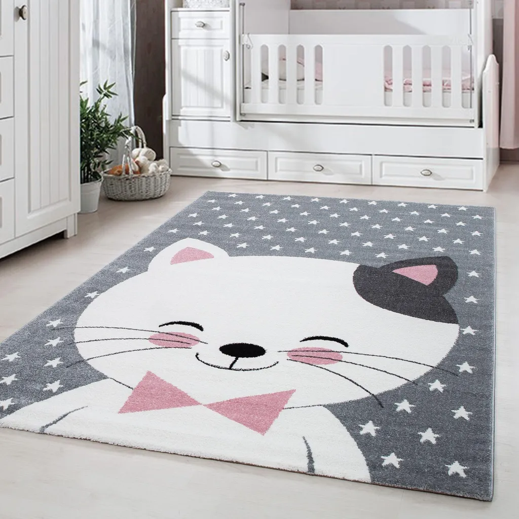 Tapis de Jeu Moelleux pour Chambre Fille Design Pastel 120x170