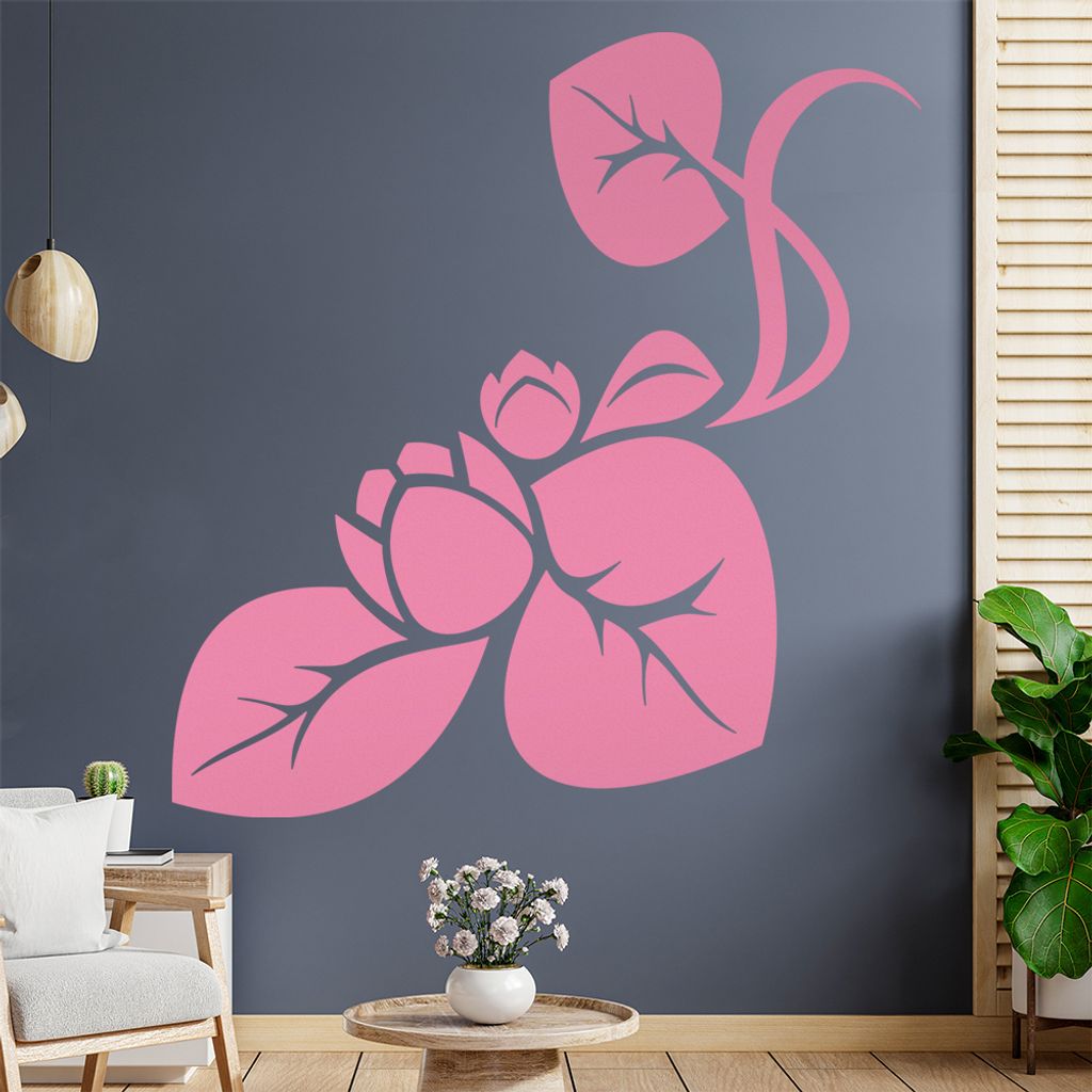 Blume - Linien Wandtattoo in 6 Größen - Wandaufkleber Wall Sticker - Dekoration, Küche, Wohnzimmer, Schlafzimmer, Badezimmer