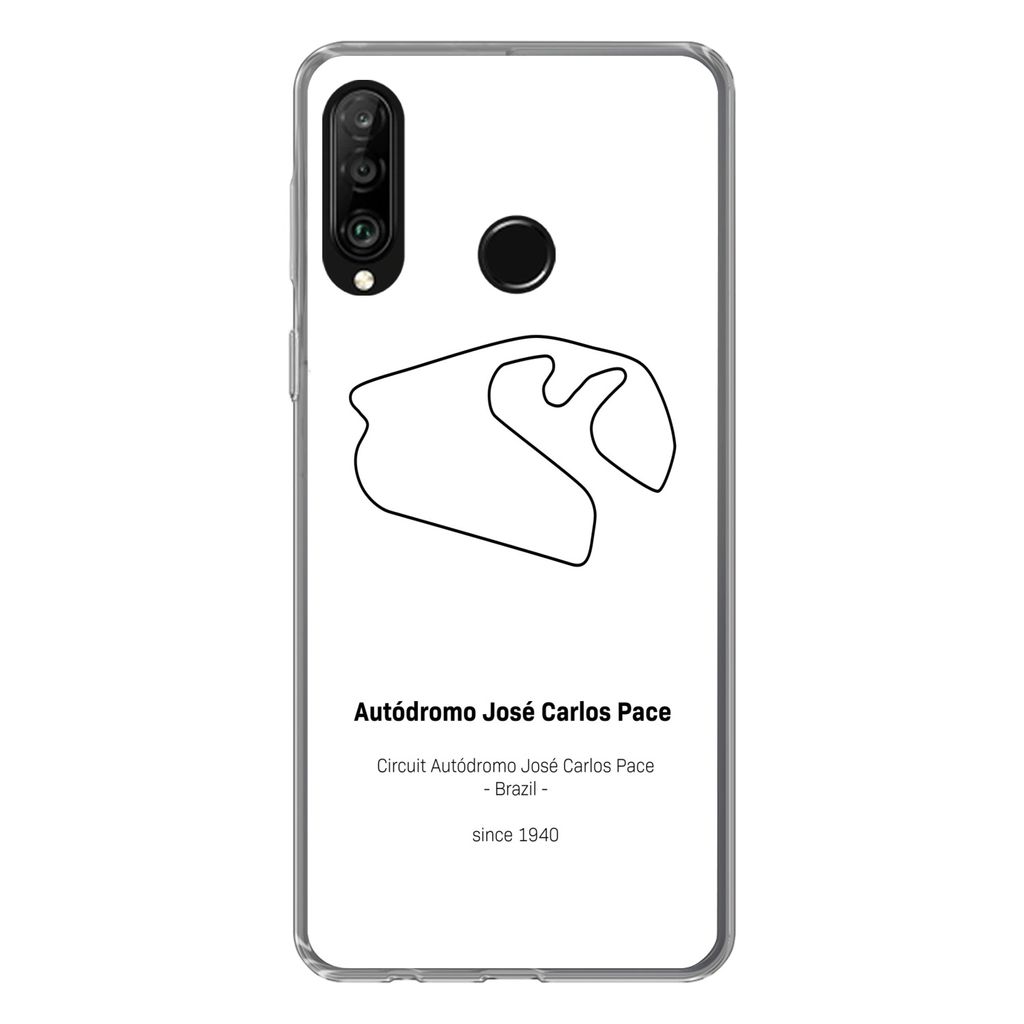 MuchoWow Handyhülle Schutzhülle Hülle für Huawei P30 Lite Brasilien - F1 - Rennstrecke Silikon Softcase Handy Hülle - Handyhülle