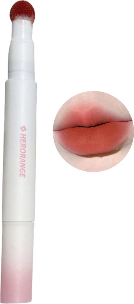 Samtmatter Lipgloss mit Schwammspitze, Lippenstift und Pinsel, 2-in-1-Make-up, Lippencreme, langanhaltend, feuchtigkeitsspendend, Luftkissen-Lipglo...