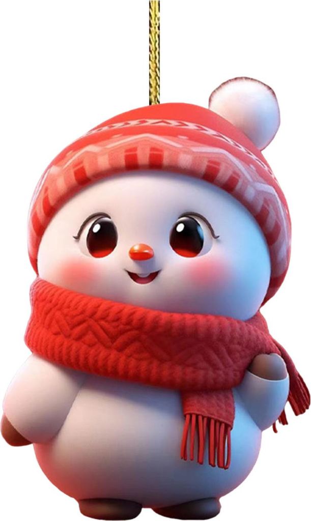 Weihnachtsschmuck in Form eines 2D-Cartoons (Schneemann) zum Aufhängen mit Kordel – festliche Weihnachtsdekoration