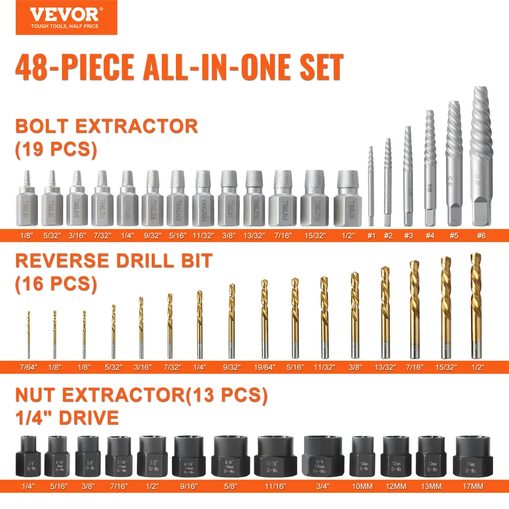 Coffret d'Extraction Complet 48 Pièces : Extracteurs et Forets à Gauche - 2