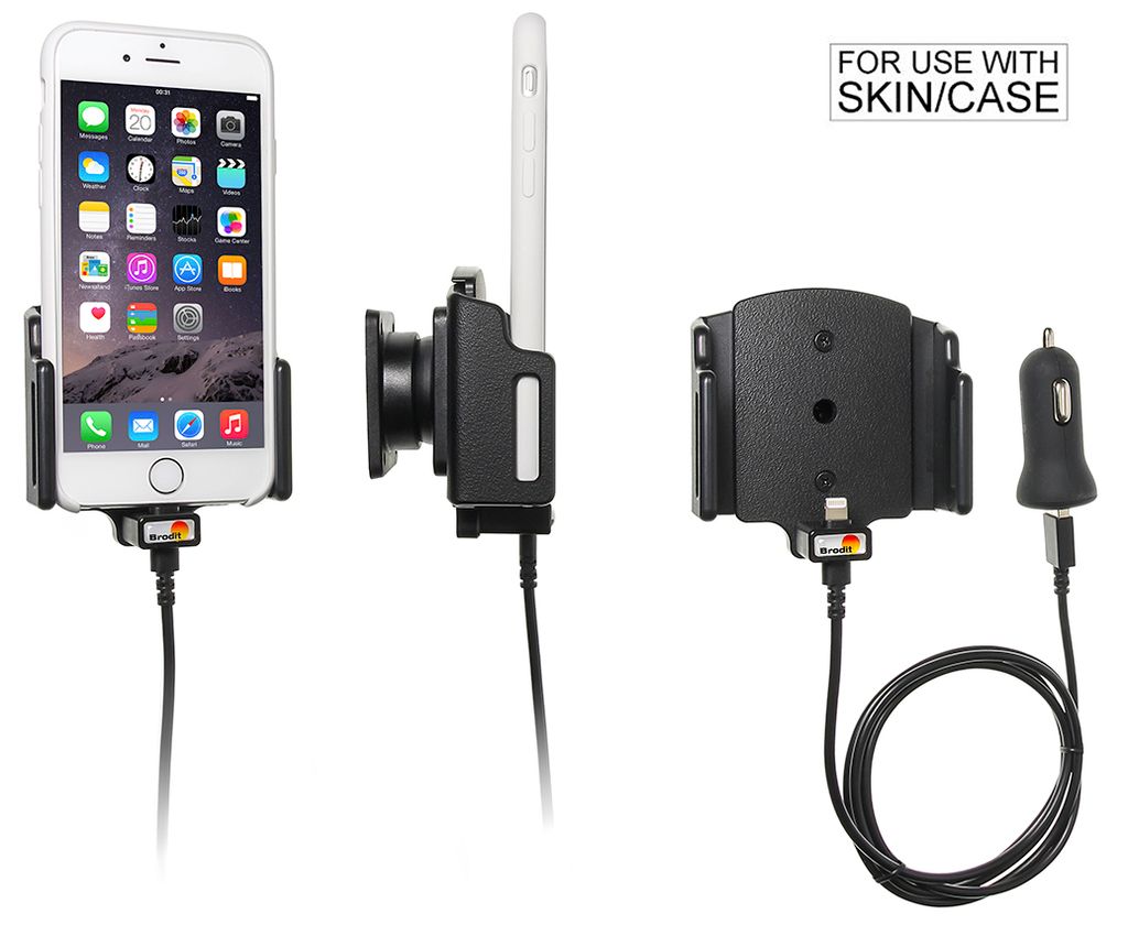 Brodit Gerätehalter 521666 mit Ladefunktion - für Smartphones - Apple iPhone SE 2nd Gen 2020, Apple iPhone 6S, Apple iPhone 6 und weitere