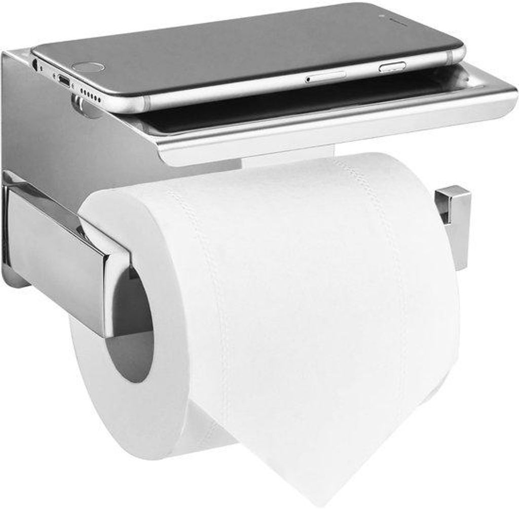 Zinc Toilettehalter - Mit integriertem Brett, Edelstahl, ohne Bohren