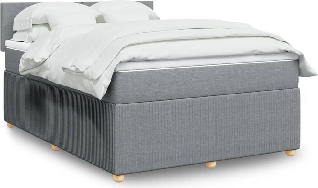 Maison Exclusive - Boxspringbett mit Matratze Hellgrau 140x190 cm Stoff