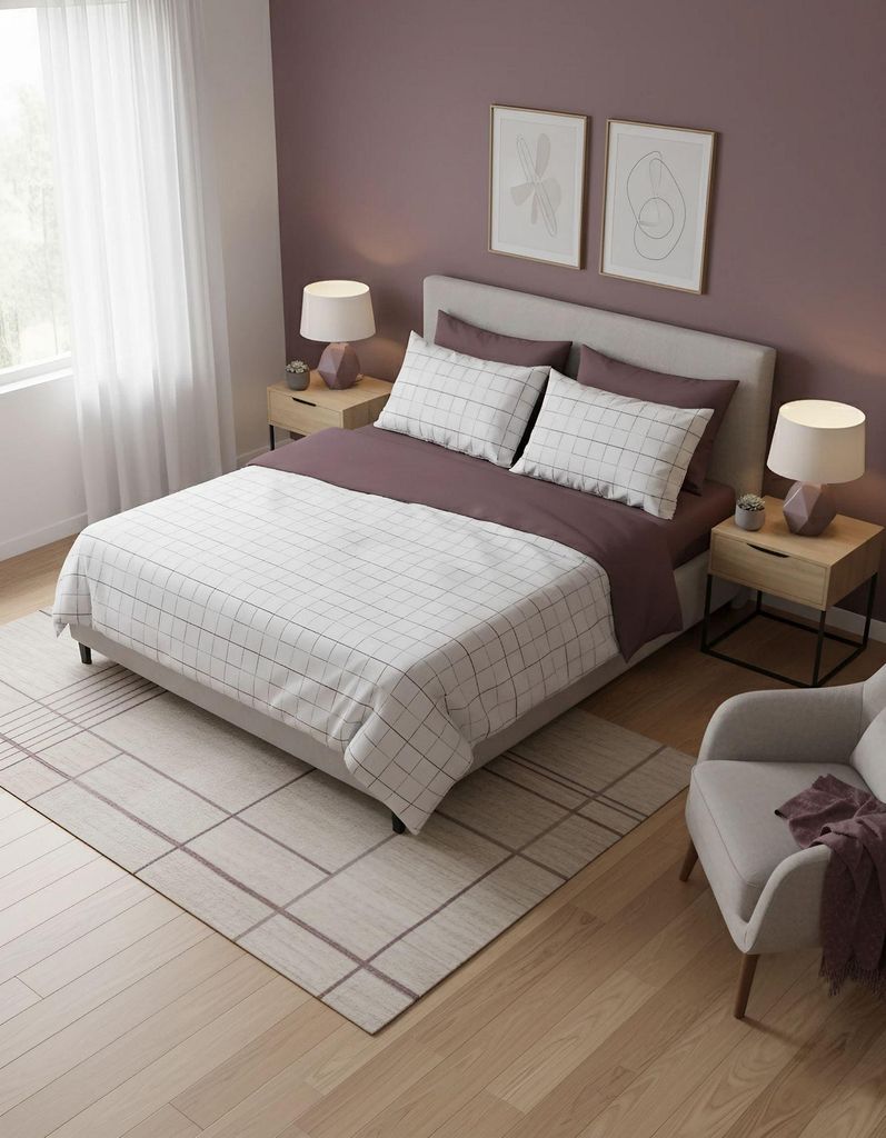 L'Essentiel Linge de Maison, Hochwertiges Ranforce Bettwäsche Set (2-teilig), 200 x 200 cm, 100% Baumwolle, Staubrosa, Weiß, Lila & Braun | Masch...