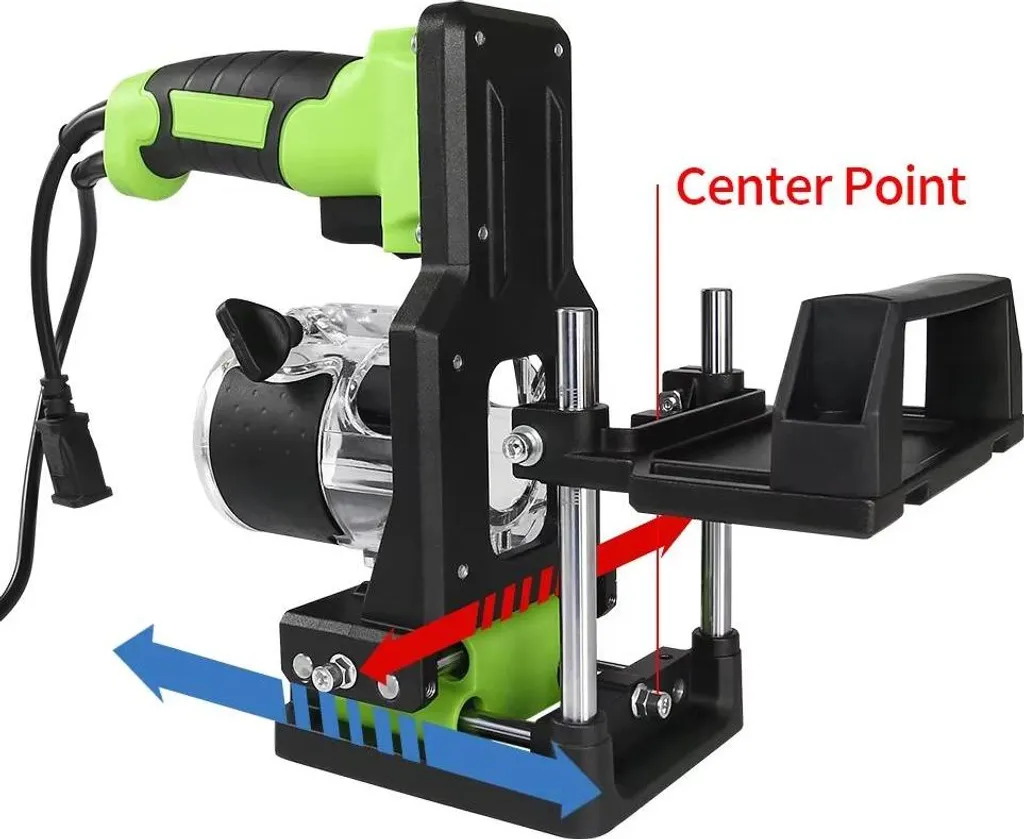 Supporto per scanalatrice per la lavorazione del legno, lega di alluminio, compatibilità con il diametro 64-65 mm, corsa X 43 mm, corsa Y 25 mm, corsa Z 28 mm