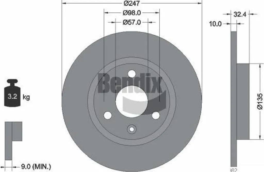 Bendix BDS2215 Disque de Frein Anti-Vibration pour Citroën AX 1.0 1.1