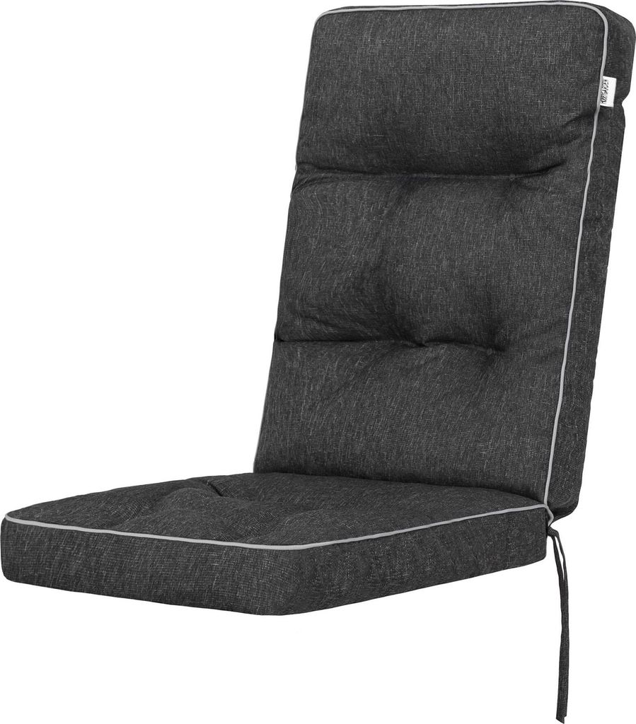 Bjird Sesselkissen, Kissen für Rattanmöbel, Steppkissen, Sitzkissen für Sessel / Stühle - Indoor & Outdoor - Gesteppt - 120x50 cm, Schwarz Ekolen