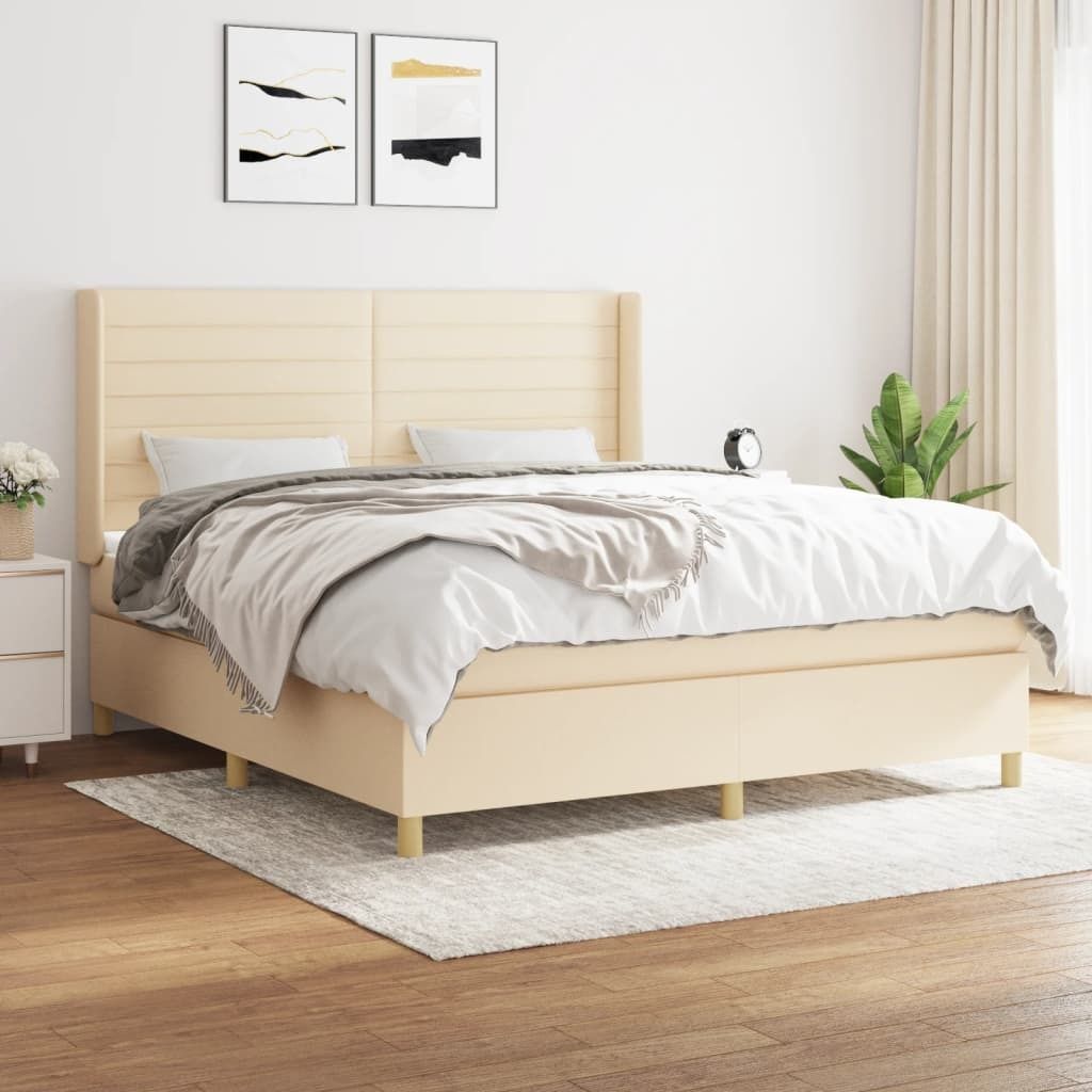 Maison Exclusive - Boxspringbett mit Matratze Creme 180x200 cm Stoff