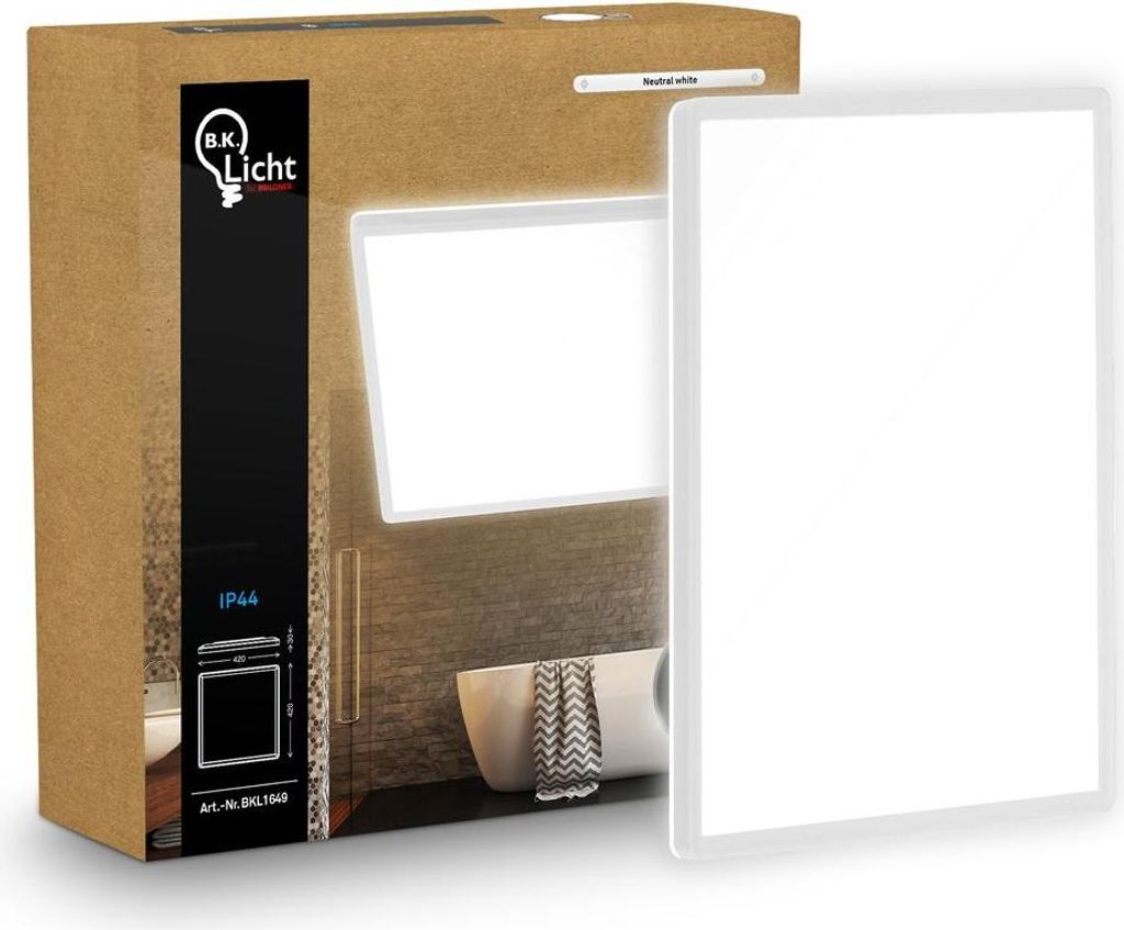 Plafonnier LED salle de bain projections d'eau plat, blanc Image du produit 