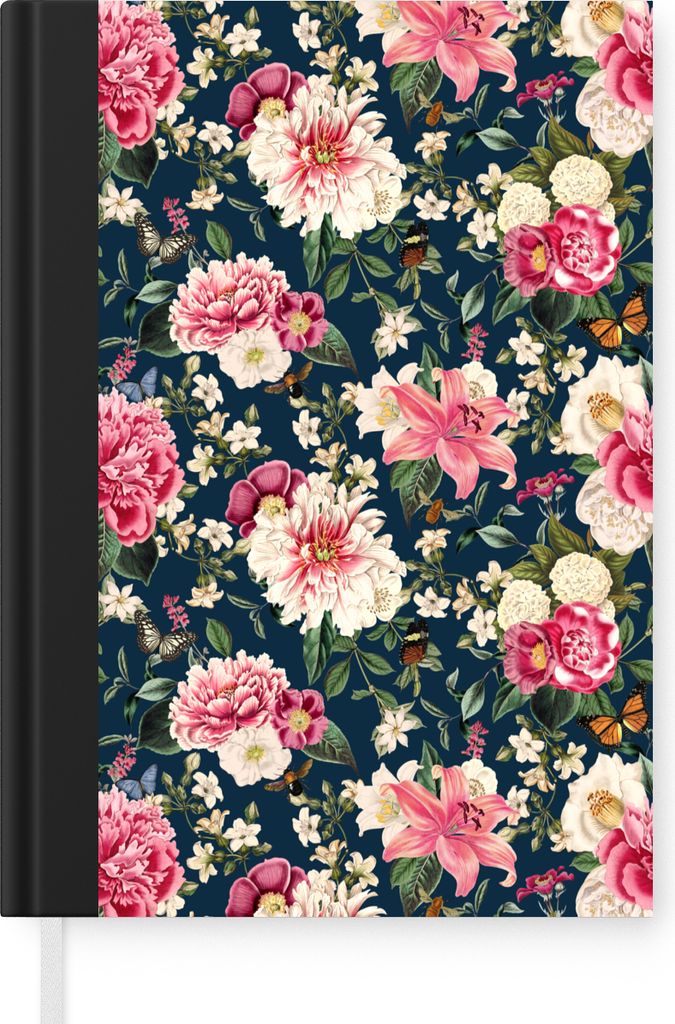 MuchoWow Notizbuch Tagebuch Haushaltsbuch Notebook A5 Muster - Rose - Blätter - Notizblock - Notizheft - Notebook - Schreibblock - Papier